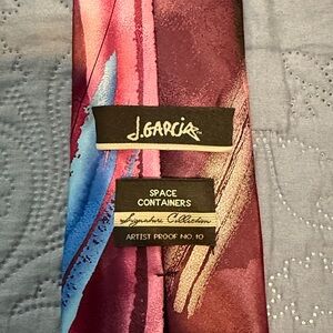 J. Garcia Vibrant Red and Blue Artistic Tie